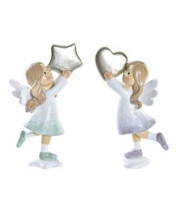 Adorno Navideño DKD Home Decor Resina Ángel (6 x 5,5 x 11,5 cm) (2 Unidades)