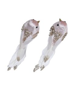 Adorno Navideño DKD Home Decor Poliéster Pájaro (22 x 7 x 8 cm) (2 Unidades)