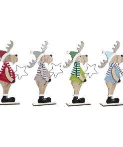 Adorno Navideño DKD Home Decor Madera Poliéster Reno (5 x 22 x 41 cm) (4 Unidades)