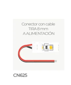 CONECTOR CON CABLE TIRA 8mm A ALIMENTACIÓN IP20 CN625 ILUMINIA