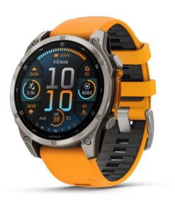 fēnix® 8 – 47 mm, AMOLED Zafiro, Titanio con correa de silicona naranja