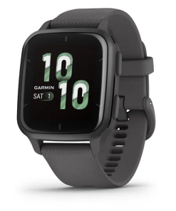 Venu® Sq 2 Bisel de aluminio pizarra con caja gris sombra y correa de silicona