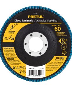 Disco 4-1/2″ laminado grano 60 centro 7/8″, Pretul DLP-2717 22351