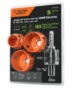 Juego de 4 brocasierras bimetálicas y 1 mandril, Truper Expert KITB-5X 100815
