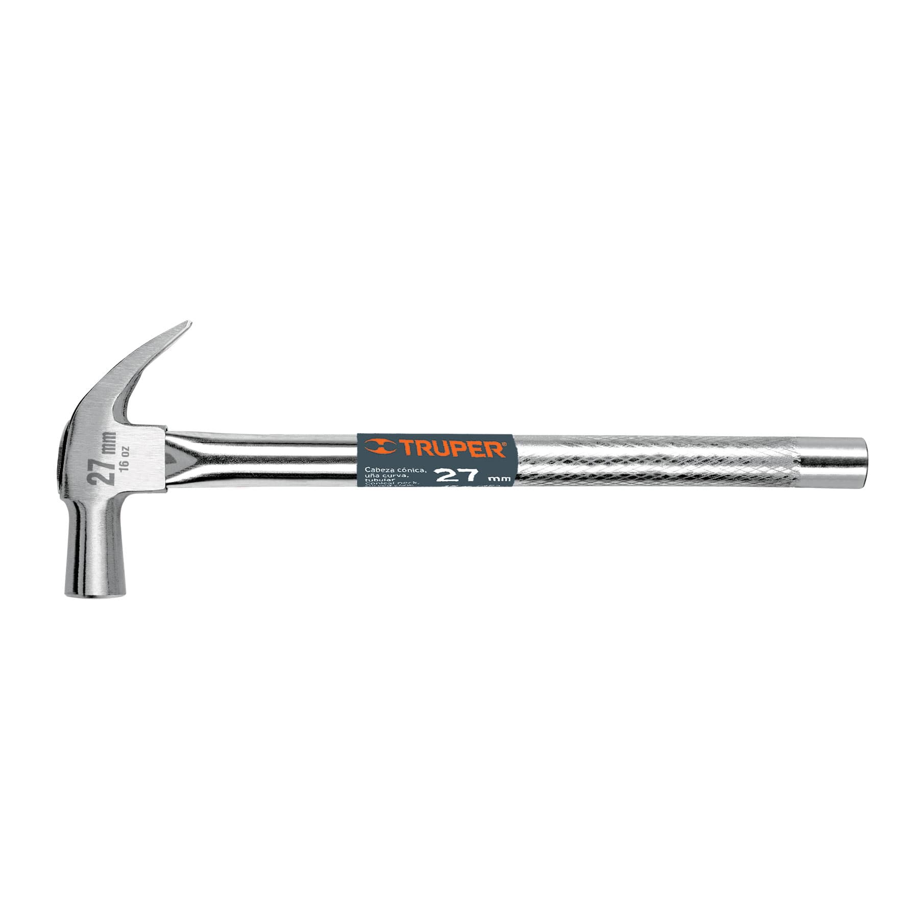 Martillo cabeza cónica 27 mm uña curva, mango tubular Truper MAC-27T 10914