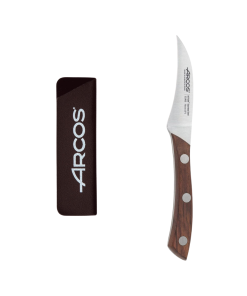 Cuchillo Mondador Curvo de 7,5 cm con Mango de Madera Arcos Natura + Funda Protectora Arcos