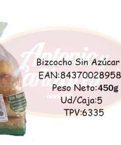 BIZCOCHO SIN AZUCAR 500G LALY – Caja de 5 Unidades