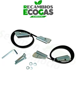 CAMPKO 2 x correa de acero inoxidable con tensor para el soporte de la botella de gas (grosor de la correa de 1,5x30mm) Cumple la norma R67.01