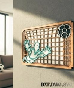 Cuadro Decorativo 3D de Arquero de Fútbol en Acción – Corte Láser